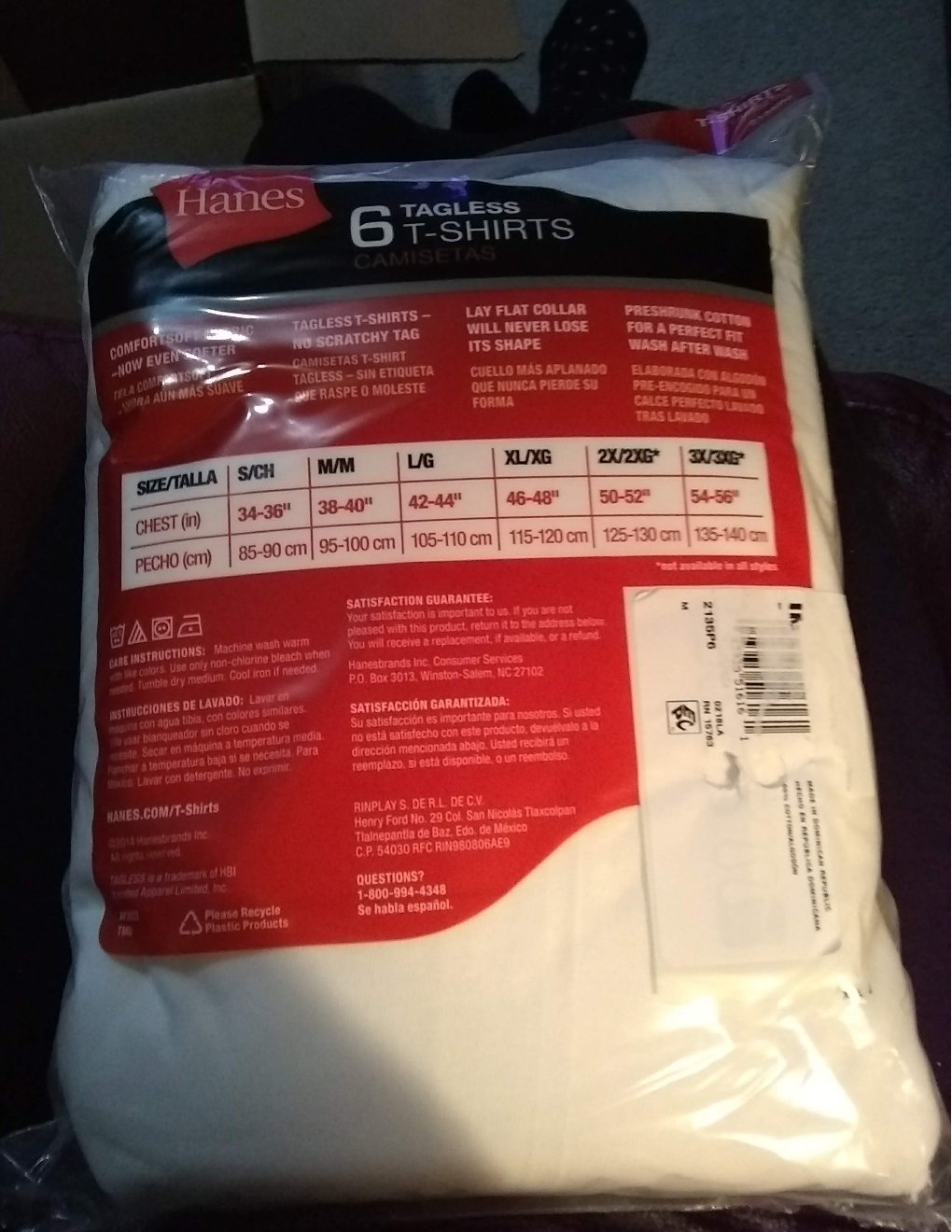 Hanes 6 Pack M White Tagless ComfortSoft Crew Neck Tee Wicking Cool ...