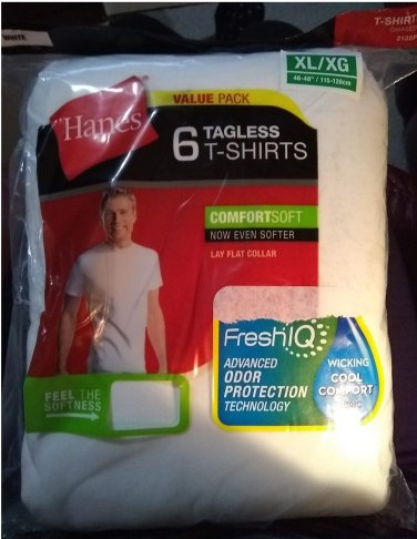Hanes 6 Pack XL White Tagless ComfortSoft Crew Neck Tee Wicking Cool ...