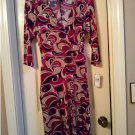 Womens Faux-Wrap Style Scroll Knit Dress by Ab Studio Size Medium Low Cut NEW