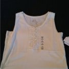 Old Navy Girls Solid Ivory Lace Front Henley Sleeveless Top Sz 12/14 Extra Large XL NEW