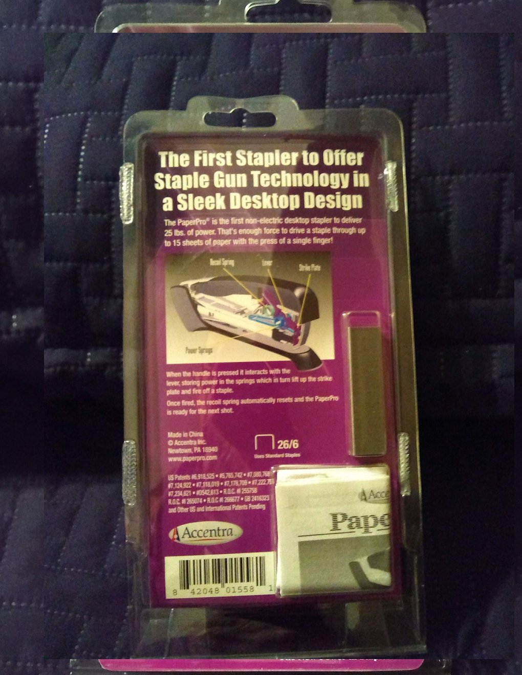 New PaperPro Compact Stapler 1 Finger JamFree 15 Sheet Power in RED