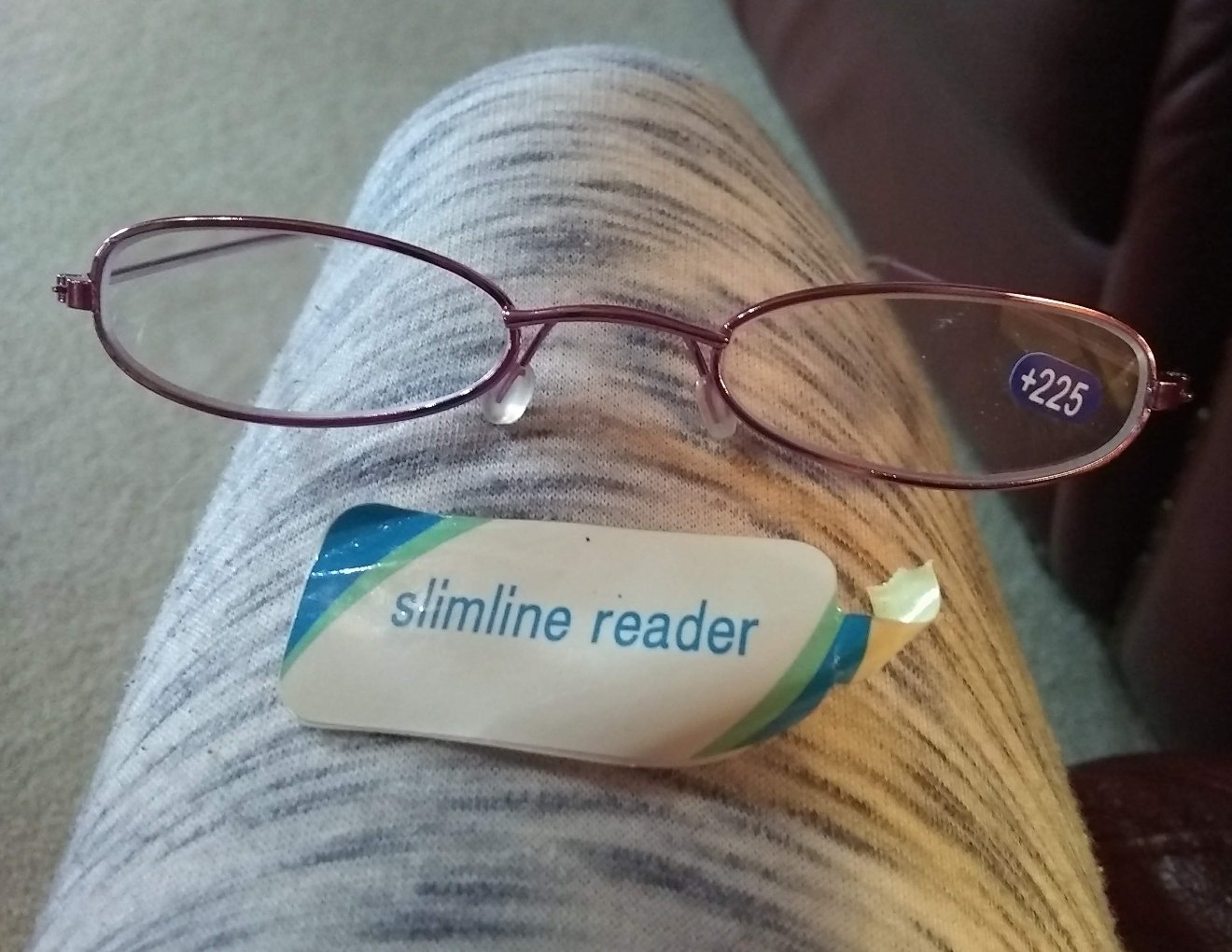 NEW Slim Line Reading Glasses Cheaters Metal Frame 2.25 Mag Purple Frames