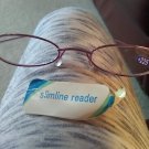 NEW Slim Line Reading Glasses Cheaters Metal Frame 2.25 Mag Purple Frames