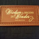 Wisdom Begins In Wonder Quote Easel by Socrates Metal Wall or Desk Decor NEW