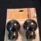 Levolor Drapery Rod Finials Pair of 2 Black Basic Ball Design for 1 3/8 in Rod NEW