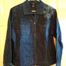 NEW Womens Medium Embroidered Jean Jacket by IOS Individual Original Style NEW