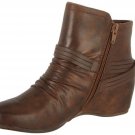 Bare Traps Womens Sunnie Faux Leather Lift Boots in Brown Size 8M Zip Up NEW