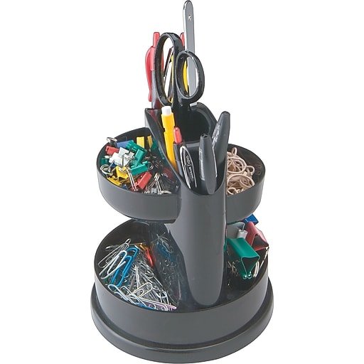 NOS Staples Rotating Desk Organizer 7 Compartment Black NEW