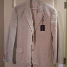 Mens Ralph Lauren Chaps Pinstripe Tan 100% Cotton Blazer Sports Coat Suit Jacket Sz 46 Regular NEW