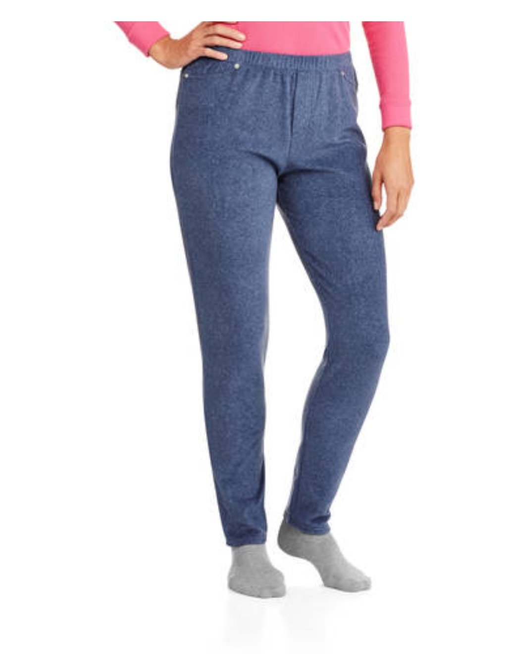 NEW Womens M I Appel Super Stretch Fleece Sleep Lounge Casual Leggings in Denim Blue