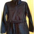 NEW Contact Clothing Womens Size Small Belted Zip Front Fleece Jacket Solid Black