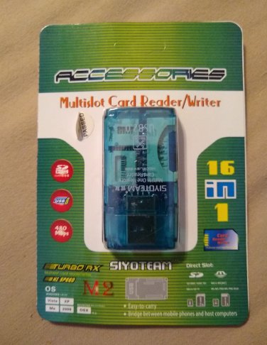 NOS in Package All In 1 Card Reader USB 2.0 High Speed (SY-568) Blue