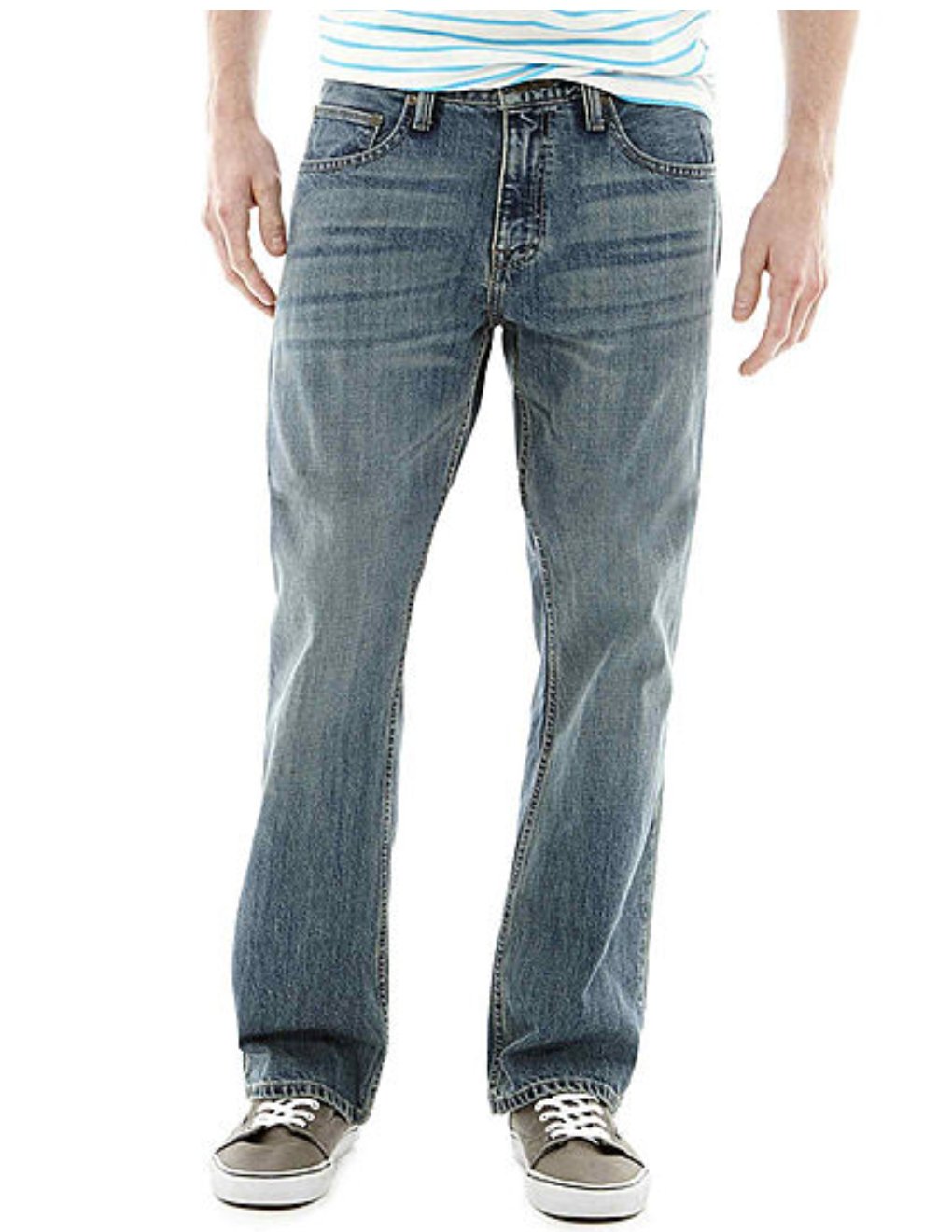 boot cut blue jeans