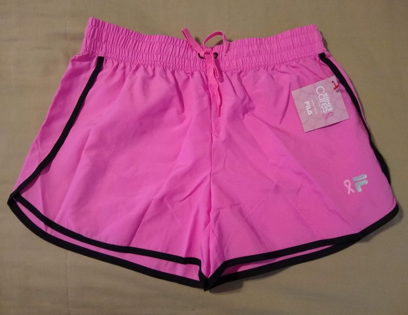 FILA Sport Womens Sz Small Pink & Black Athletic Running or WorkOut Shorts NEW Awareness Item