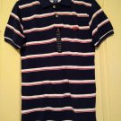 NEW Chaps Boys Pique Striped Polo Golf Style Shirt L or 16-18 Navy Blue