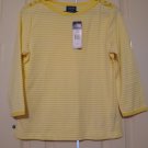 Ralph Lauren Chaps Striped Top Yellow White Womens Top NEW Size L Large Button Shoulders
