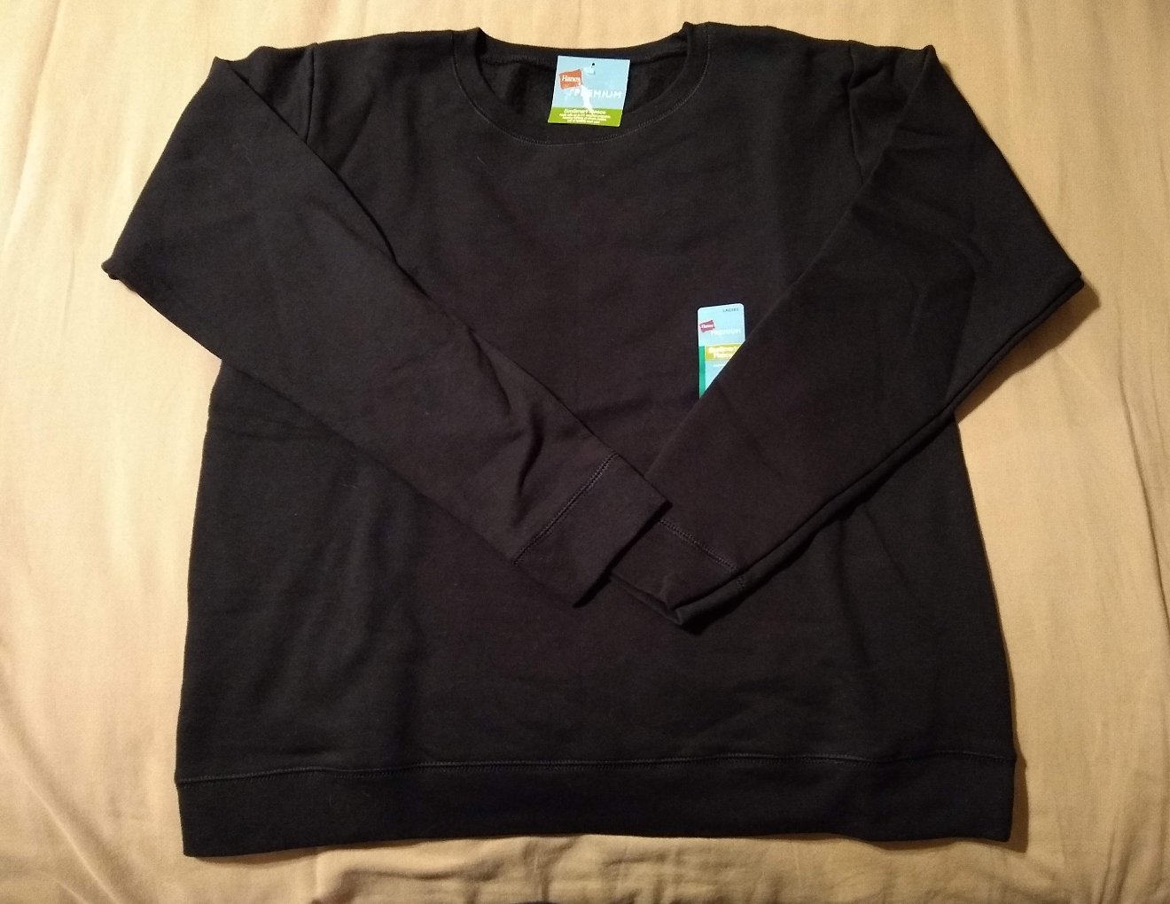 New Hanes Premium EcoSmart Tagless SweatShirt Medium in Black Ladies