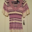 Womens Empire Ribbed Short-Sleeve Striped Sweater Top Size Small S by Liz Claiborne Axcess NEW