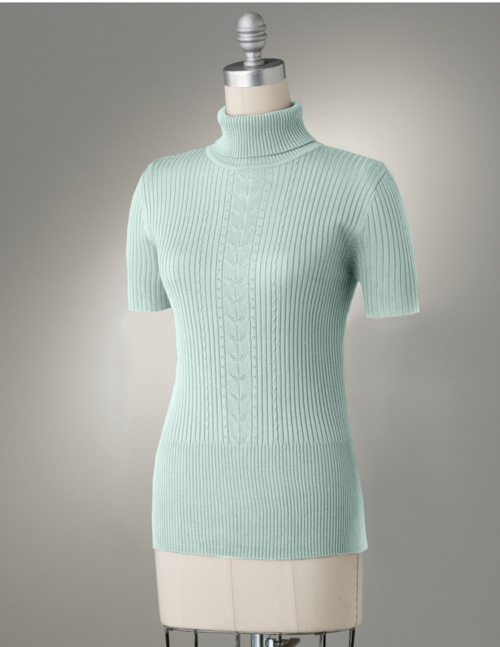 Womens Ribbed Turtleneck Short Sleeve Sweater by Requirements Short