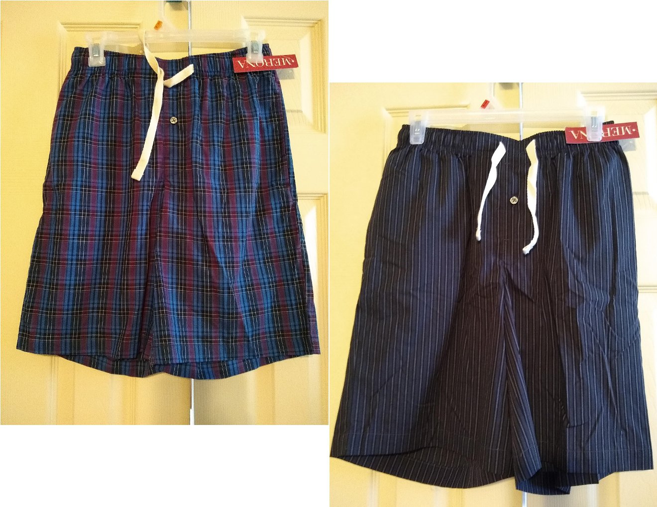 NEW Lot of 2 Lounge Sleep Shorts Stripes Plaids 100 Cotton by Merona