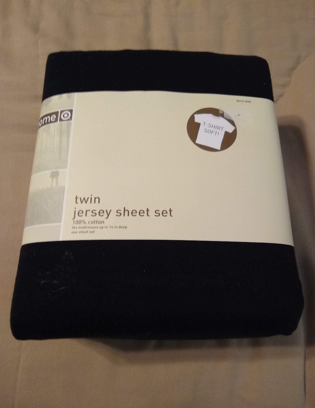 TWIN SIZE Jersey Sheet Set - 3 Pc. Twin Sheets Set Solid Black @ Home NEW