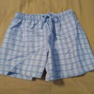 NEW Flannel Boxer Shorts Blue Plaid Womens Size Small S by Point NEW