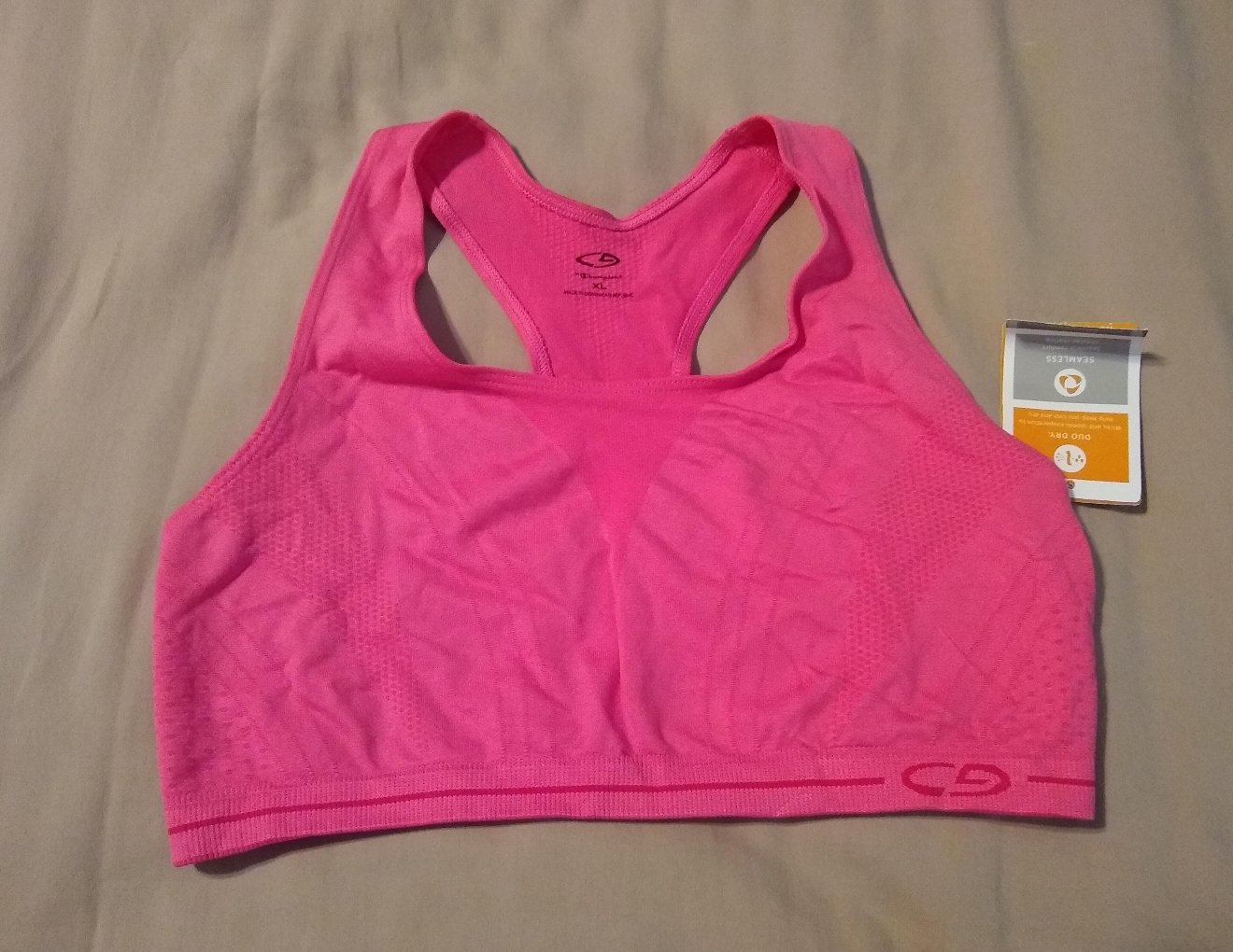 New Champion C9 Duo Dry Seamless Sports Bra Girls Teens Jrs Size Xl Pink Coral 