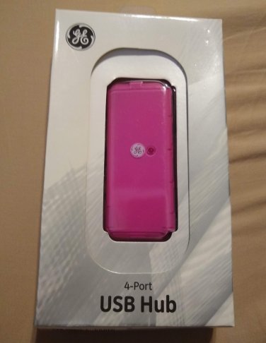 NOS in Package General Electric GE 4-Port USB Hub - 97922 Pink