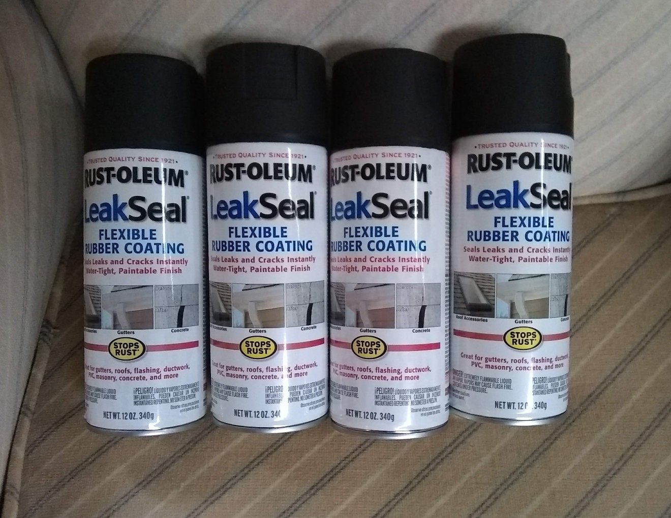 Lot of 4 RustOleum LeakSeal Flexible Rubber Sealant Spray Coating