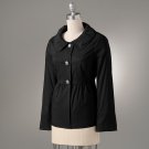 NEW AB STUDIO Womens Pleated BabyDoll Jacket Black Solid Black Size 12 Long Slvs