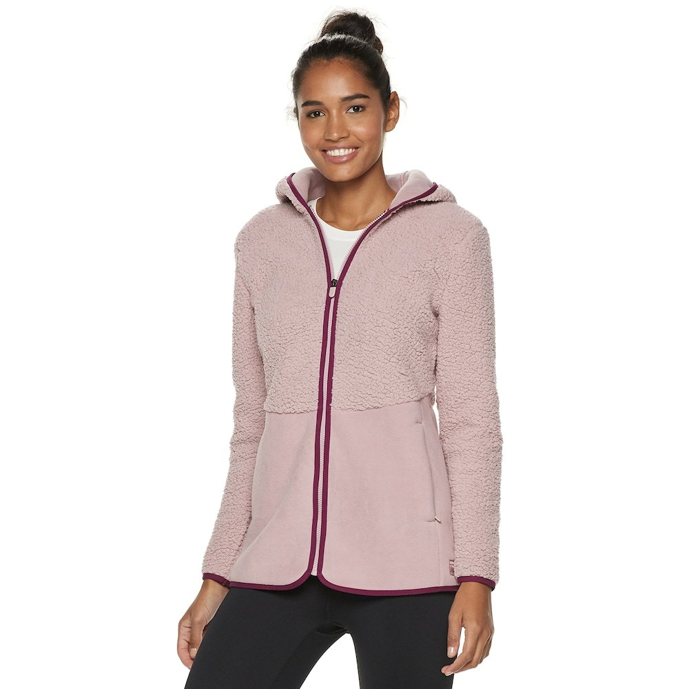 NEW Womens Fila Sport Small Sherpa Blocked Hoodie Hooded Zip Front ...