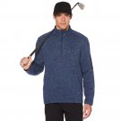 New Mens Grand Slam Fleece Quarter-Zip Golf Pullover One Pocket Long Sleeves Blue XL