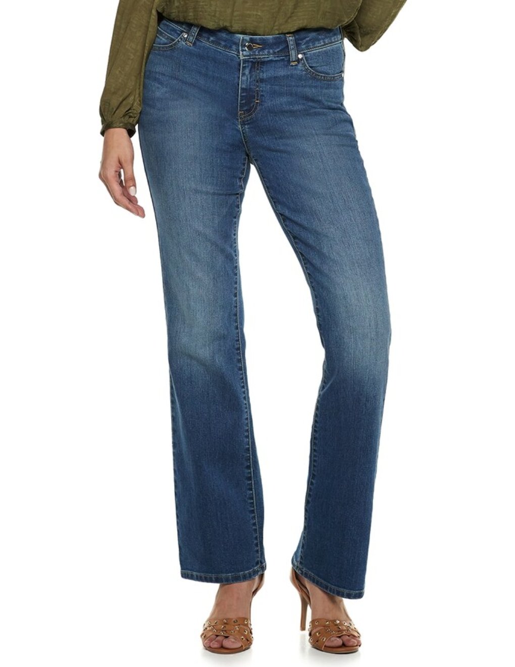 NEW Womens Jennifer Lopez Curvy Fit Bootcut Jeans Sz 0 in Medium Wash Macie