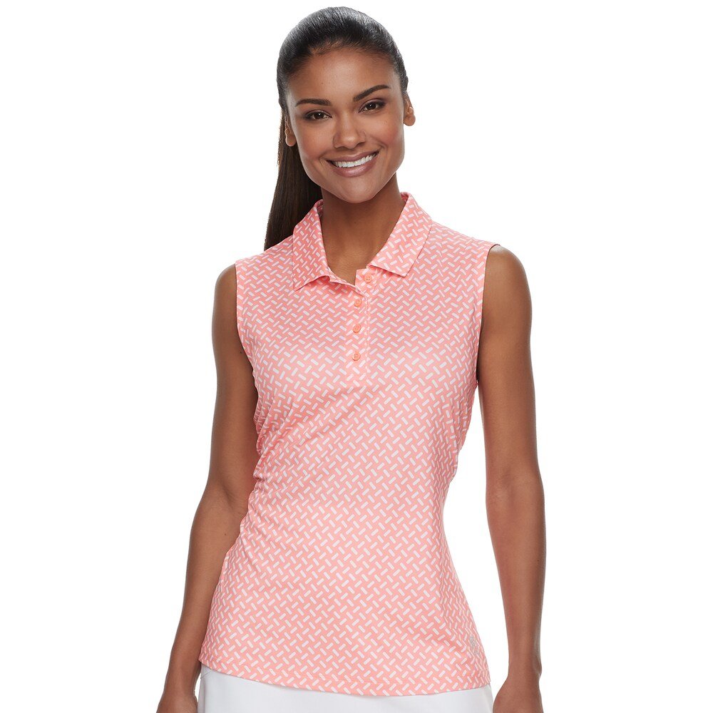 NEW Womens Fila Sport Golf Sleeveless Polo Printed Coral Geometric Size ...