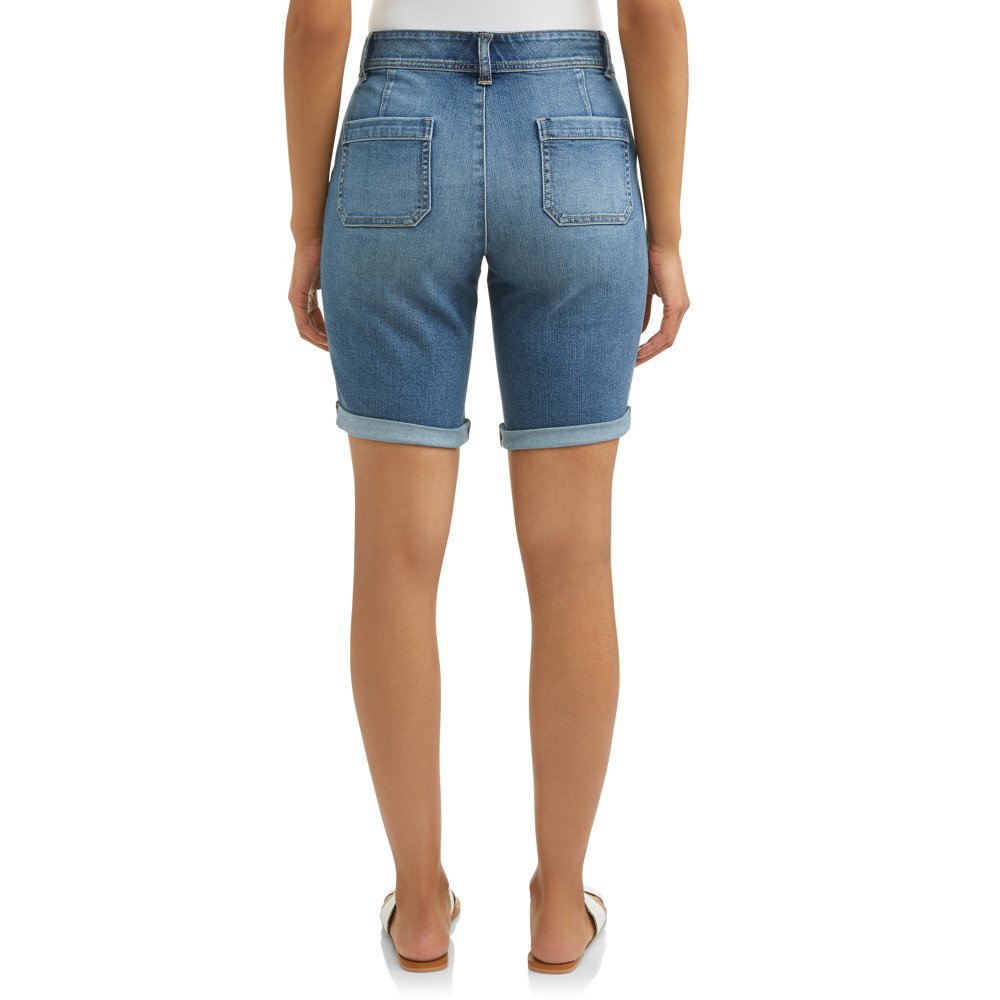 Time and Tru Womens Cuffed Utility Bermuda Denim Jean Shorts Size 4 ...