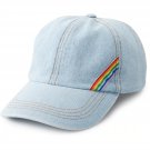 NEW Womens SO Brand Rainbow Stripes Denim Baseball Hat or Cap Adjustable Sizing