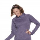 New Womens Tek Gear Heathered Purple Sweater Fleece Cross Neck Pullover Size S