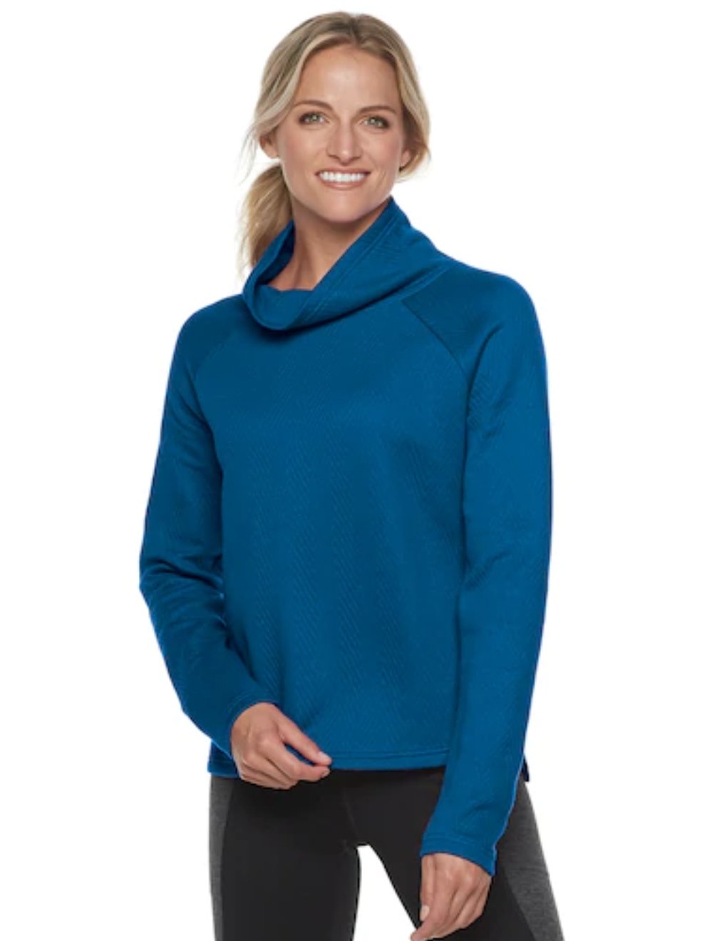 New Womens Tek Gear Destiny Blue Tek Gear Chevron Mock Neck XS 