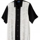 Croft Barrow Tropical Button Front Shirt Black Palm Print Size Medium or M NEW $38