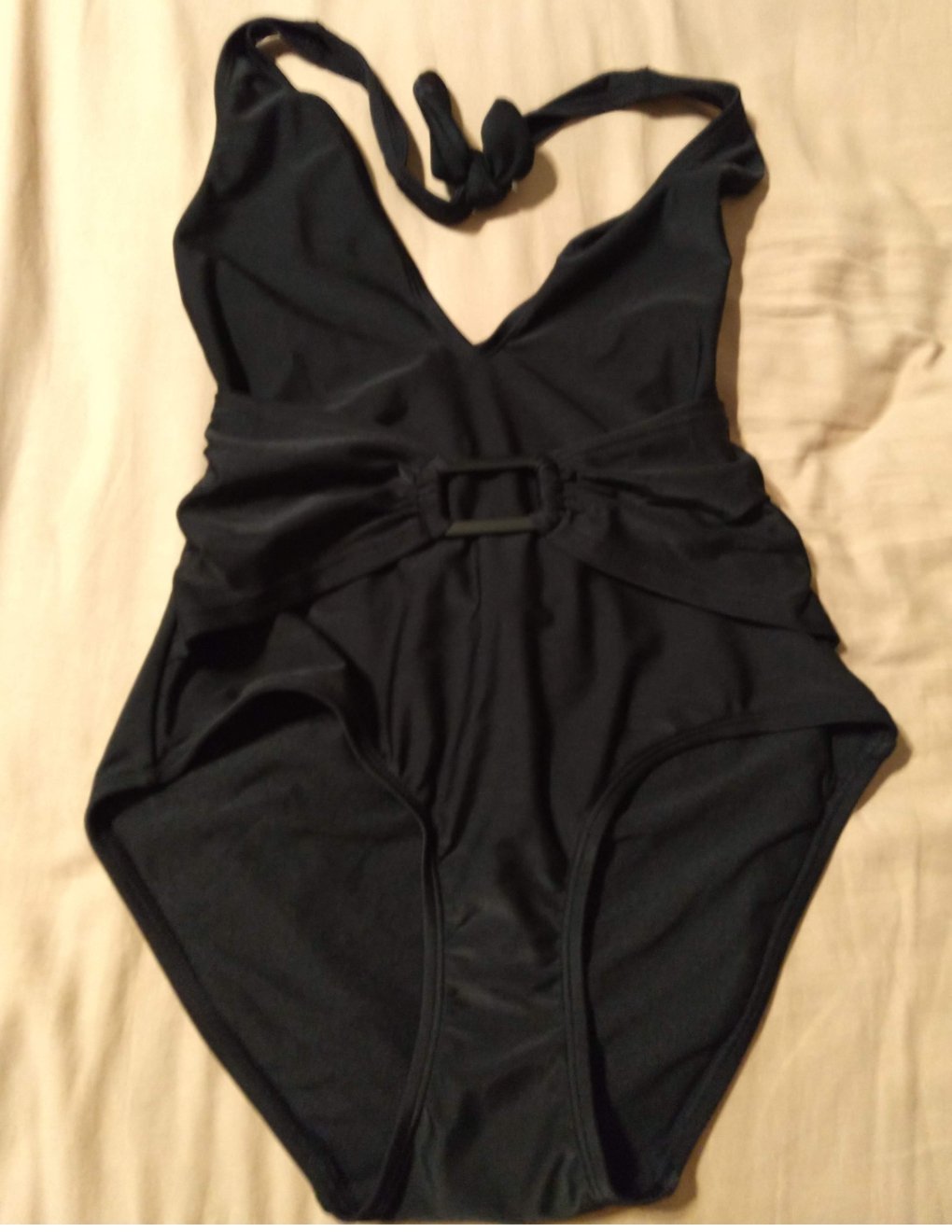 NEW Old Navy Women's Black Deep V-Neck Halter Belted Swim Suit Sz. Small