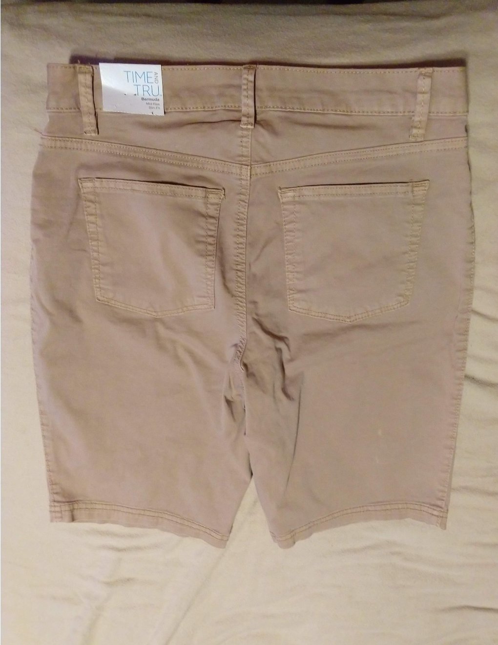 Time and Tru Womens Mid-Rise Slim Fit Bermuda Shorts Size 4 Brownstone ...