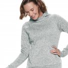 New Womens Tek Gear Heathered White Sweater Fleece Cross Neck Pullover Size S