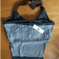 Old Navy Womens Small Striped Ribbed Halter Top Tie-Neck Gray Knit New