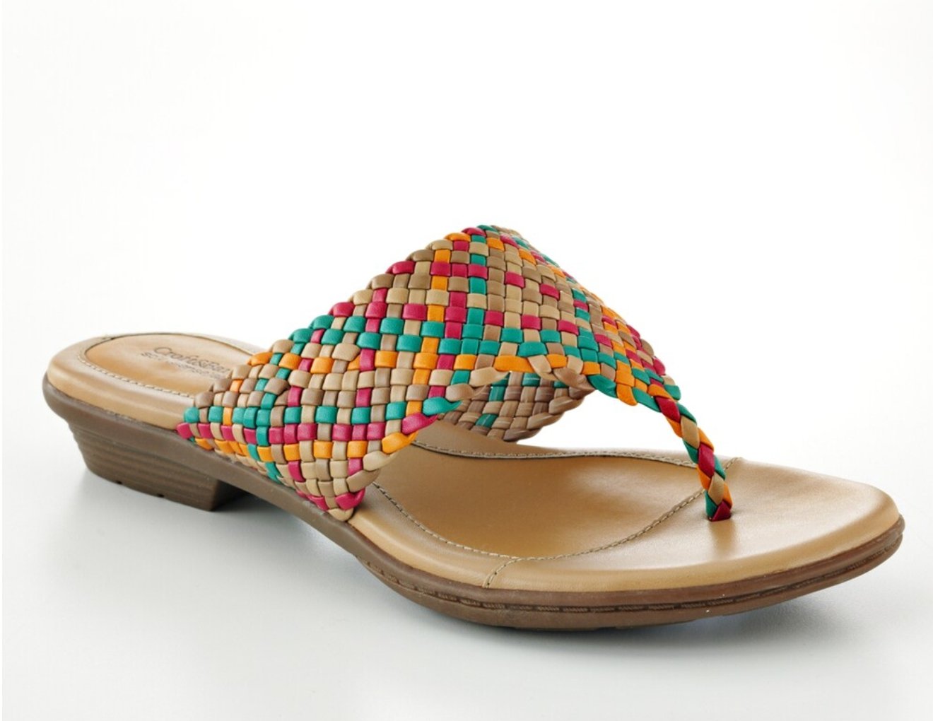 New Croft & Barrow Jeanie Sole Sense Ability Thong Sandals Multi Color Sz 7