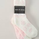 New Lot of 3 Crew Length Cozy Socks Ivory Flower by Sam & Olivia Sz 4-10 Casual Socks NEW