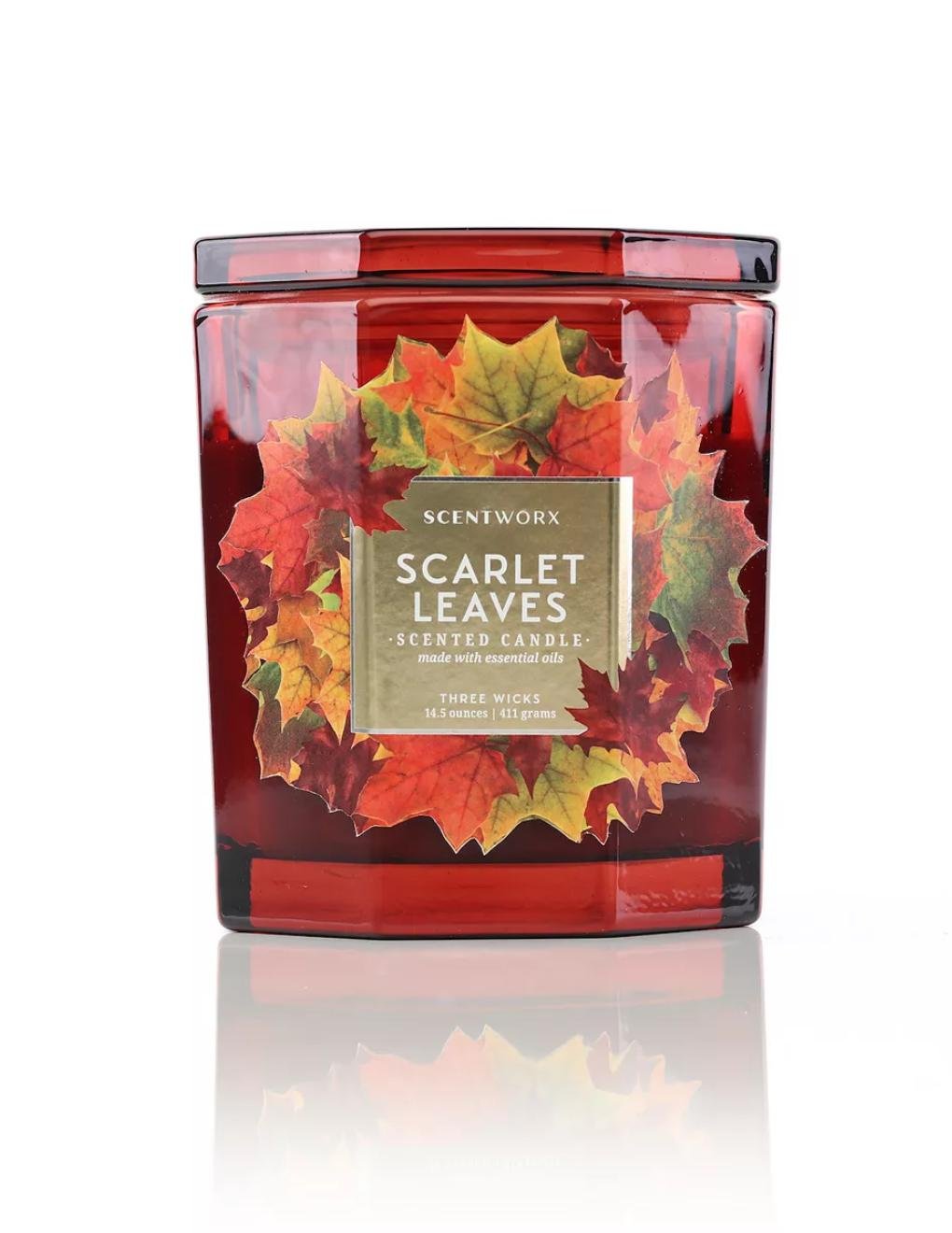 NEW Scentworx by Harry Slatkin Scarlet Leaves 14.5oz. Candle Jar USA Made