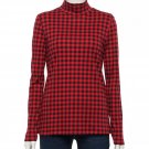 New Womens Croft & Barrow Classic Long Sleeve Mockneck Top Shirt Red Plaid Small or S
