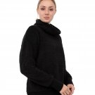New Womens IZOD Cozy Faux-Sherpa Cowlneck Sweatshirt in Black Size Small S