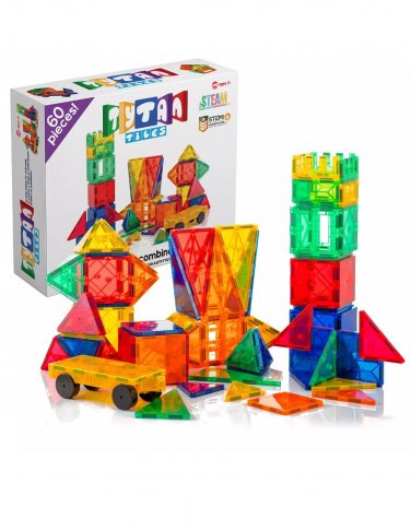 NEW Tytan Magnetic Tiles & Building Blocks - STEM Certified Toys 60 pieces