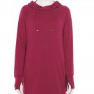 NEW Womens Tek Gear Crossneck French Terry Hooded Tunic Sweatshirt Small Deep Red